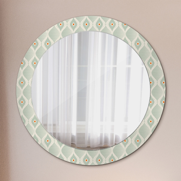 Miroir rond cadre avec impression Motif vintage léger