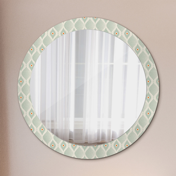 Miroir rond cadre avec impression Motif vintage léger