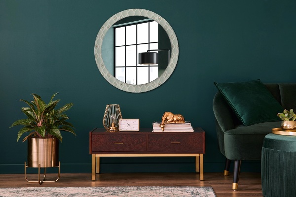 Miroir rond cadre avec impression Motif vintage léger
