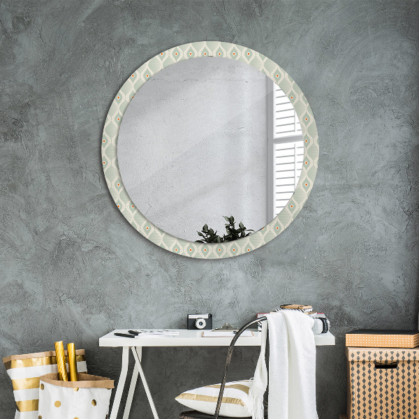 Miroir rond cadre avec impression Motif vintage léger