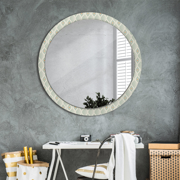 Miroir rond cadre avec impression Motif vintage léger