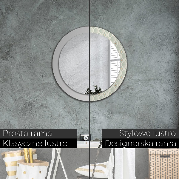 Miroir rond cadre avec impression Motif vintage léger