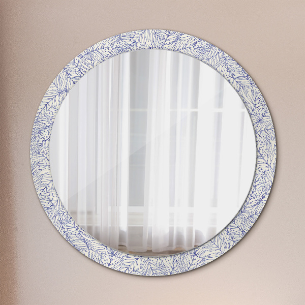 Miroir rond cadre avec impression Palm countur tropical