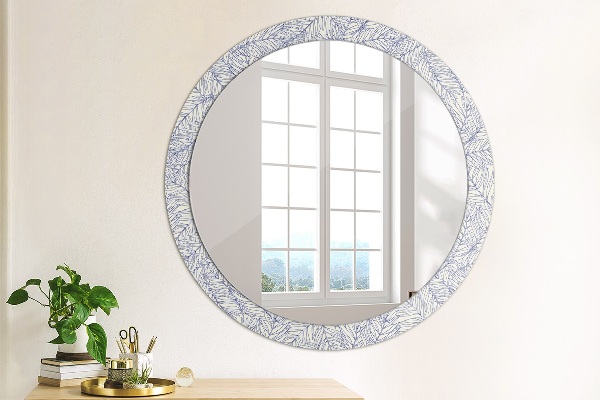 Miroir rond cadre avec impression Palm countur tropical