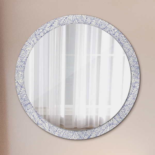 Miroir rond cadre avec impression Palm countur tropical
