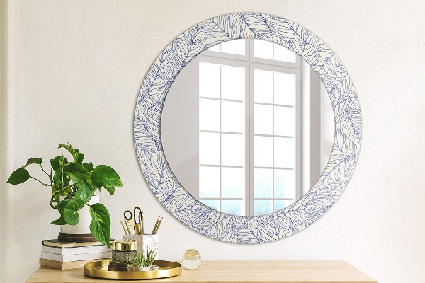 Miroir rond cadre avec impression Palm countur tropical