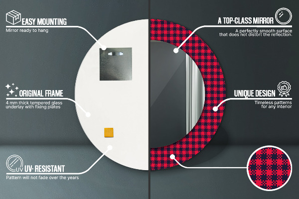 Miroir rond cadre avec impression Calandre rouge