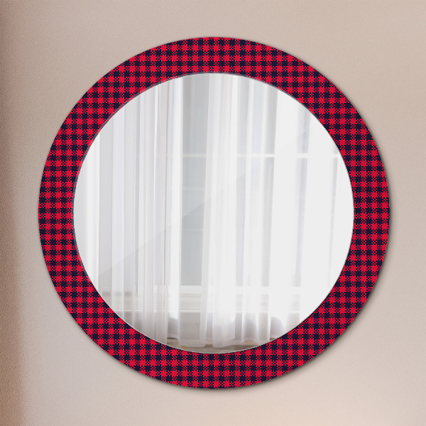 Miroir rond cadre avec impression Calandre rouge
