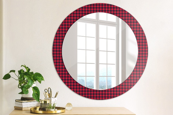 Miroir rond cadre avec impression Calandre rouge