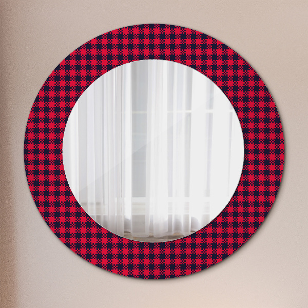 Miroir rond cadre avec impression Calandre rouge