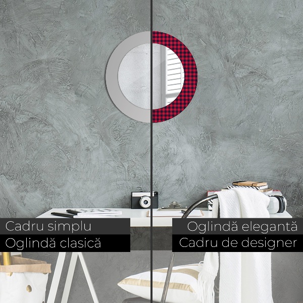 Miroir rond cadre avec impression Calandre rouge