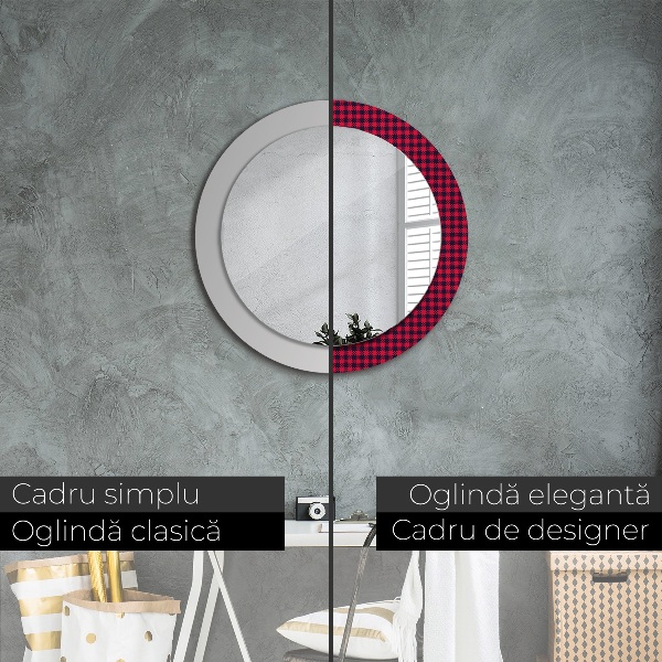 Miroir rond cadre avec impression Calandre rouge