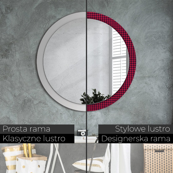 Miroir rond cadre avec impression Calandre rouge