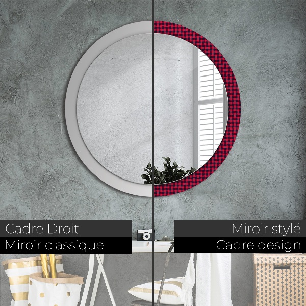 Miroir rond cadre avec impression Calandre rouge