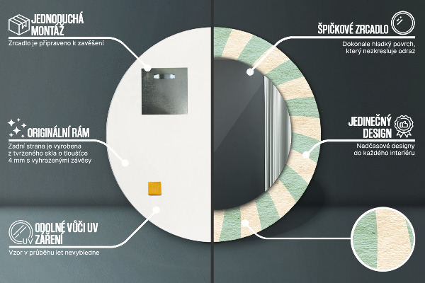 Miroir rond avec décoration Modèle pastel rétro