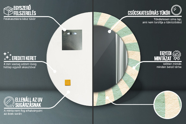 Miroir rond avec décoration Modèle pastel rétro