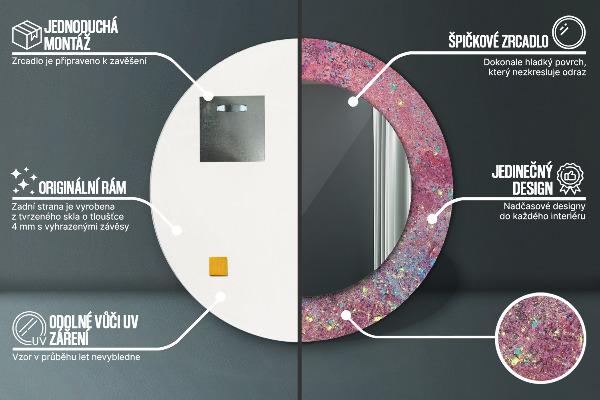 Miroir rond avec décoration Festival des couleurs