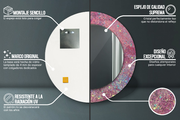 Miroir rond avec décoration Festival des couleurs