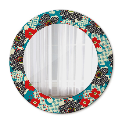 Miroir rond avec décoration Motif de fleurs rétro