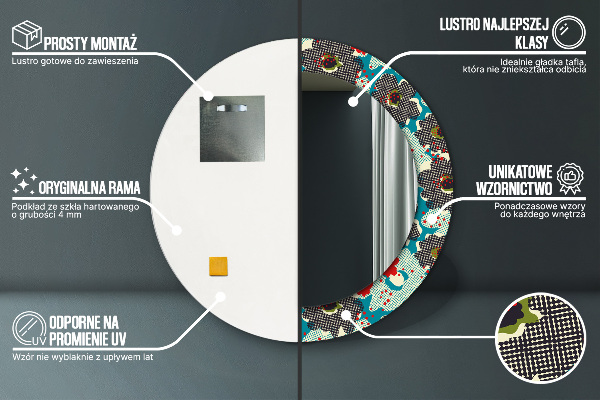 Miroir rond avec décoration Motif de fleurs rétro