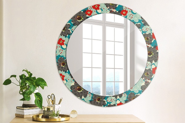 Miroir rond avec décoration Motif de fleurs rétro