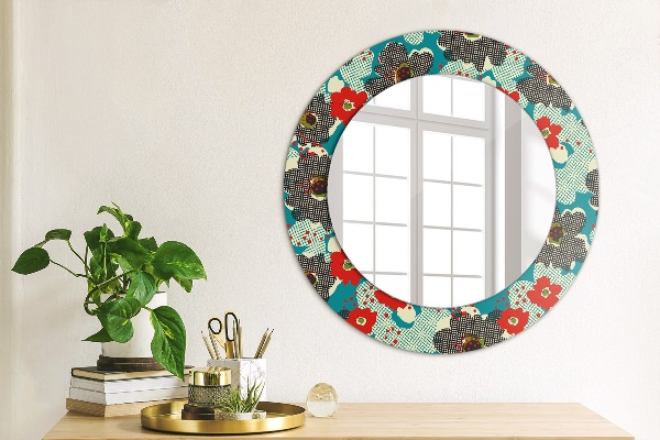 Miroir rond avec décoration Motif de fleurs rétro