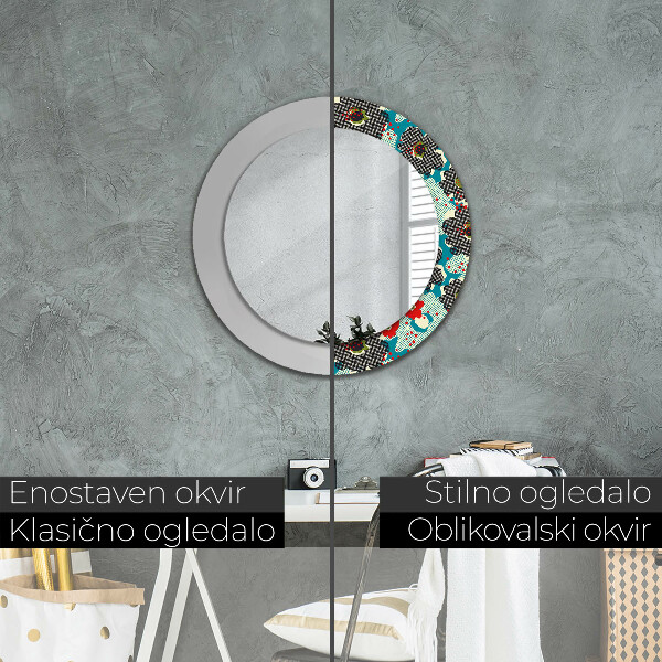 Miroir rond avec décoration Motif de fleurs rétro