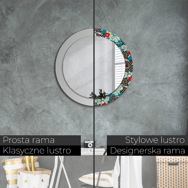 Miroir rond avec décoration Motif de fleurs rétro