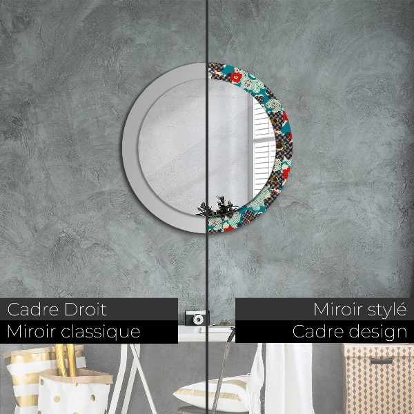 Miroir rond avec décoration Motif de fleurs rétro