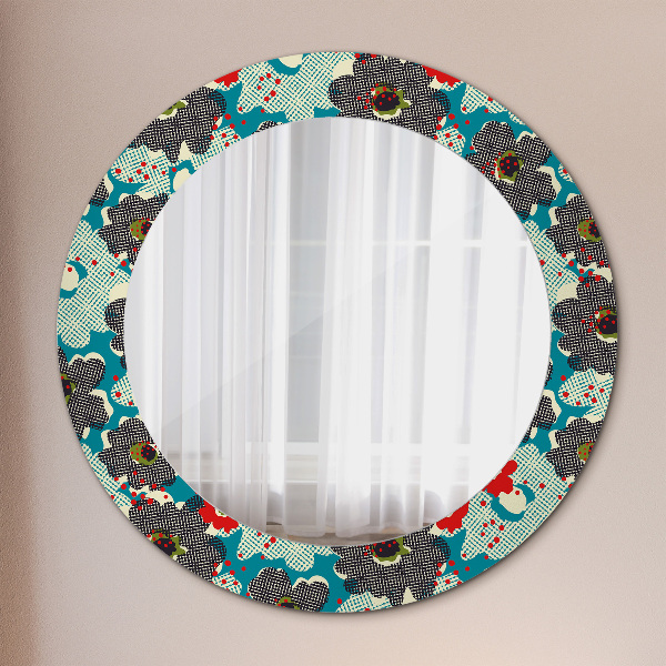 Miroir rond avec décoration Motif de fleurs rétro