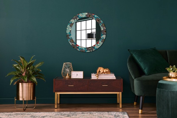 Miroir rond avec décoration Motif de fleurs rétro