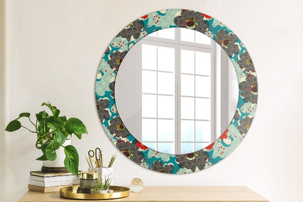 Miroir rond avec décoration Motif de fleurs rétro
