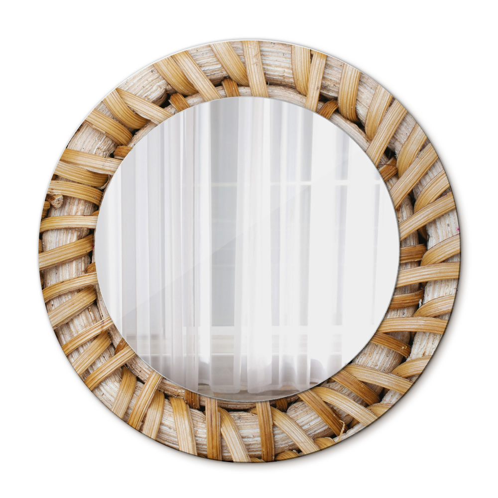 Miroir rond avec décoration Tresse naturelle
