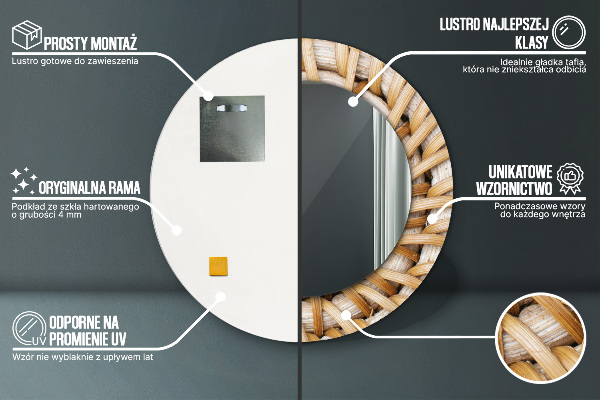 Miroir rond avec décoration Tresse naturelle