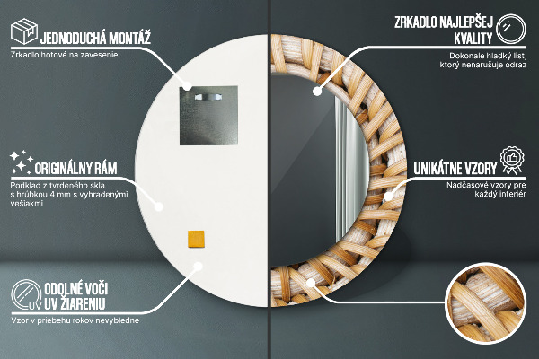 Miroir rond avec décoration Tresse naturelle