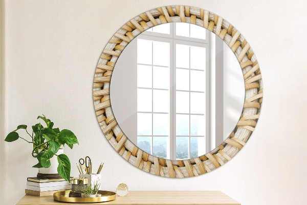 Miroir rond avec décoration Tresse naturelle