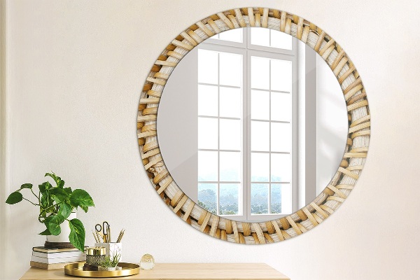 Miroir rond avec décoration Tresse naturelle