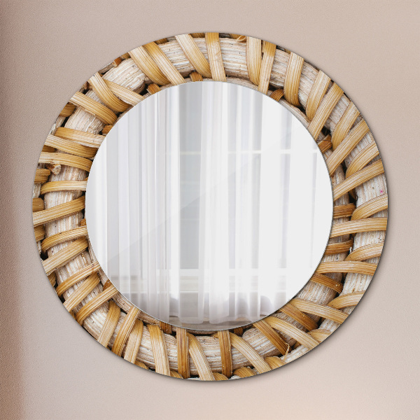 Miroir rond avec décoration Tresse naturelle