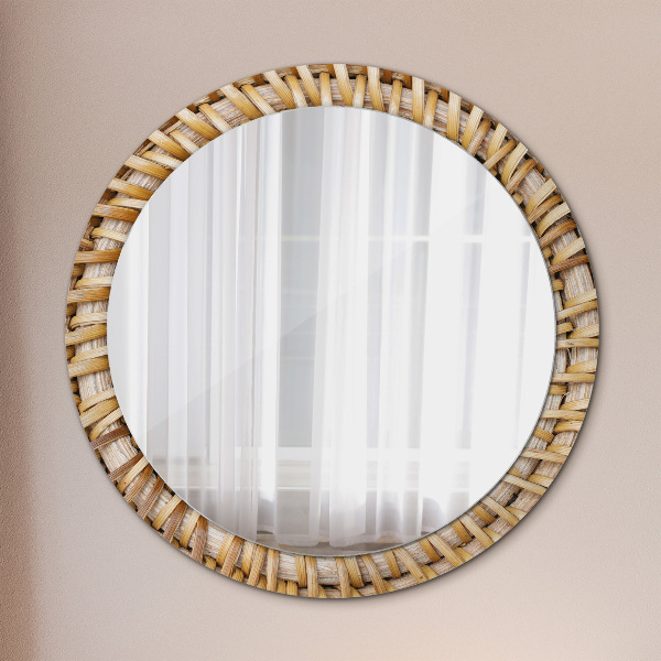 Miroir rond avec décoration Tresse naturelle