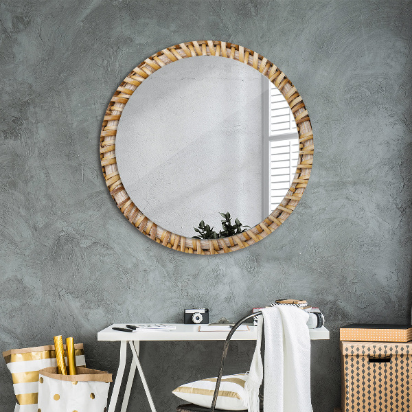 Miroir rond avec décoration Tresse naturelle