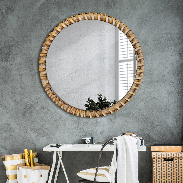Miroir rond avec décoration Tresse naturelle