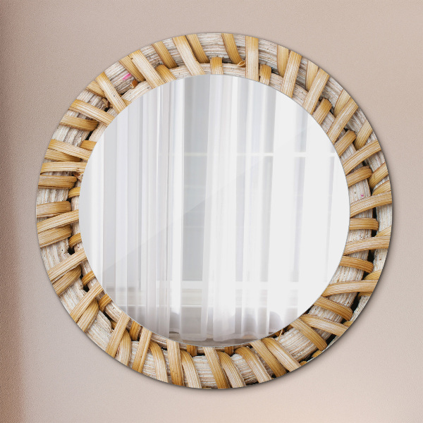 Miroir rond avec décoration Tresse naturelle