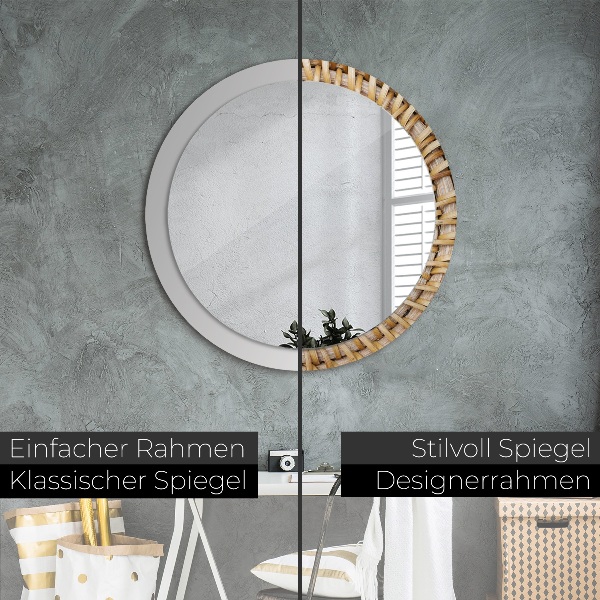 Miroir rond avec décoration Tresse naturelle