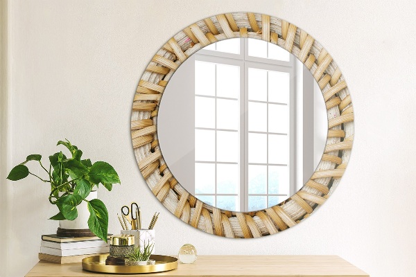 Miroir rond avec décoration Tresse naturelle