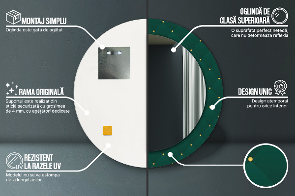 Miroir rond avec décoration Modèle de luxe vert