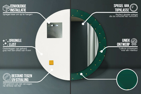Miroir rond avec décoration Modèle de luxe vert
