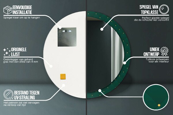 Miroir rond avec décoration Modèle de luxe vert