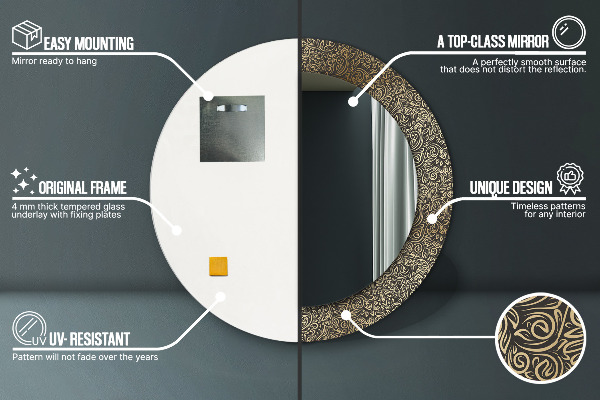 Miroir rond avec décoration Ornements dorés