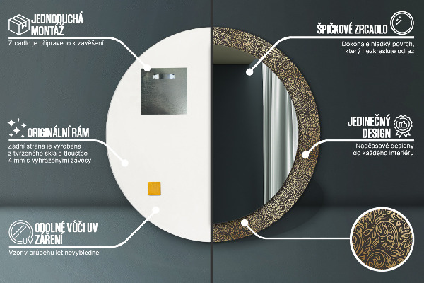 Miroir rond avec décoration Ornements dorés