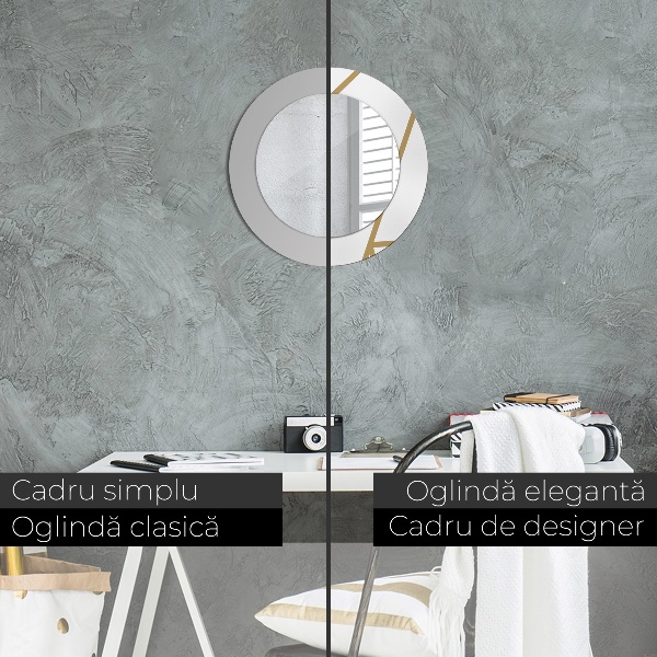 Miroir rond imprimé Composition linéaire